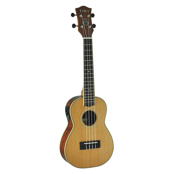 Tiki '7 Series' Cedar Solid Top Electric Concert Ukulele with Hard Case (Natural Satin)-TCC-7P-NST