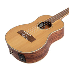 Tiki '7 Series' Cedar Solid Top Electric Tenor Ukulele with Hard Case (Natural Satin)