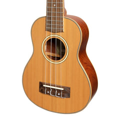 Tiki '7 Series' Cedar Solid Top Soprano Ukulele with Hard Case (Natural Satin)