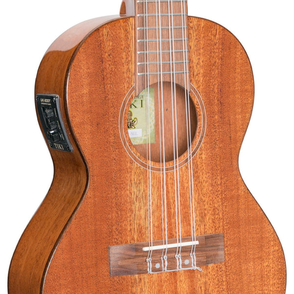 Tiki 8 String Mahogany Solid Top Electric Ukulele with Gig Bag (Natural Gloss)