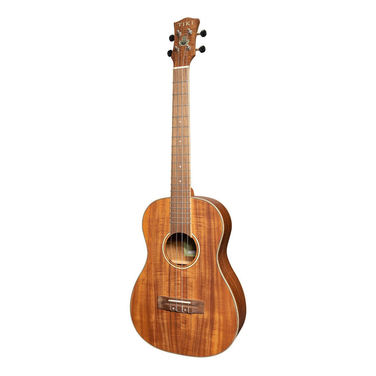 Tiki '9 Series' Koa Solid Top Baritone Ukulele with Hard Case (Natural Satin)