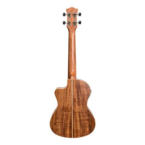 Tiki '9 Series' Koa Solid Top Electric Cutaway Tenor Ukulele with Hard Case (Natural Satin)