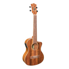 Tiki '9 Series' Koa Solid Top Electric Cutaway Tenor Ukulele with Hard Case (Natural Satin)