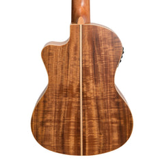 Tiki '9 Series' Koa Solid Top Electric Cutaway Tenor Ukulele with Hard Case (Natural Satin)