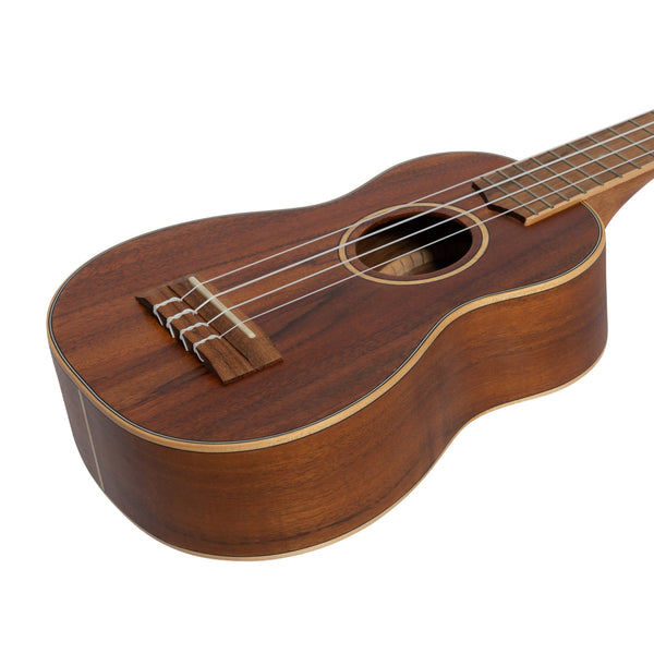 Tiki '9 Series' Koa Solid Top Soprano Ukulele with Hard Case (Natural Satin)