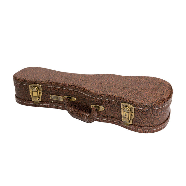 Tiki Deluxe Shaped Soprano Ukulele Hard Case (Paisley Brown)