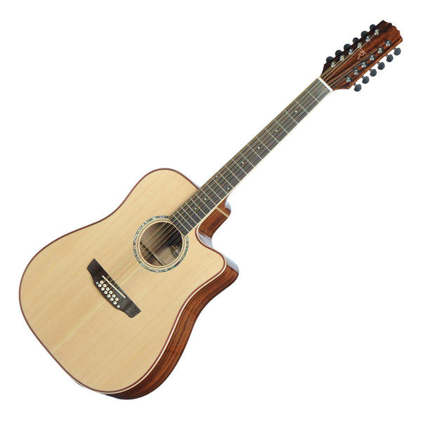 Timberidge '1 Series' 12-String Spruce Solid Top Acoustic-Electric Dreadnought Cutaway Guitar (Natural Gloss)