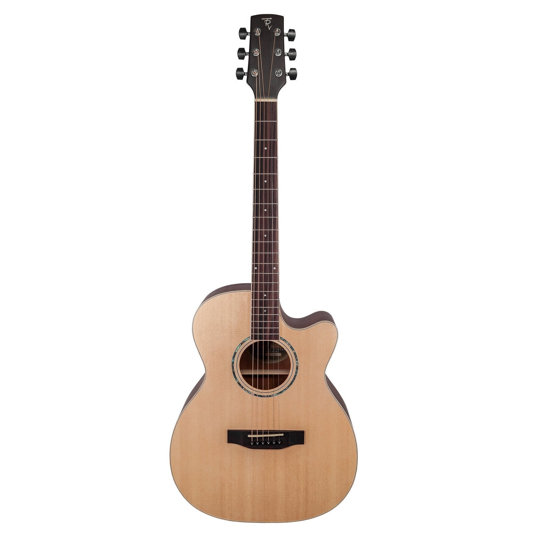 Timberidge '1 Series' Spruce Solid Top Acoustic-Electric Small Body Cutaway Guitar (Natural Satin)-TRFC-1-NST