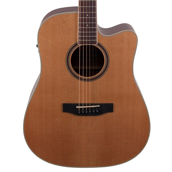 Timberidge '4 Series' Cedar Solid Top Acoustic-Electric Dreadnought Cutaway Guitar (Natural Satin)