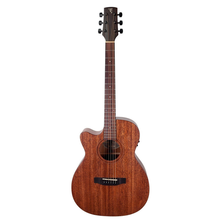 Timberidge 'Messenger Series' Left Handed Mahogany Solid Top Acoustic-Electric Small Body Cutaway Guitar (Natural Satin)