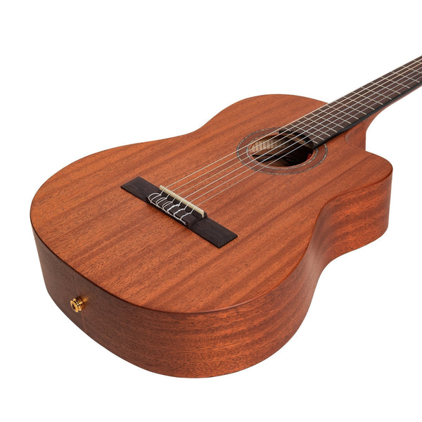 Timberidge 'Messenger Series' Mahogany Solid Top Acoustic-Electric Classical Cutaway Guitar (Natural Satin)