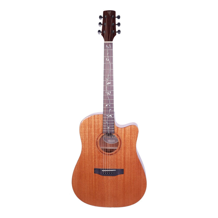 Timberidge 'Messenger Series' Mahogany Solid Top Acoustic-Electric Dreadnought Cutaway Guitar (Natural Gloss)