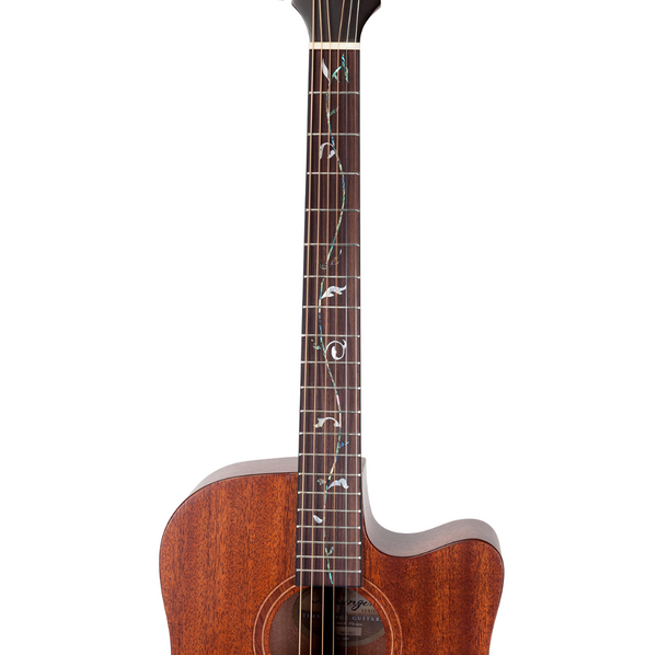 Timberidge 'Messenger Series' Mahogany Solid Top Acoustic-Electric 'Small Body Cutaway Guitar with 'Tree Of Life' Inlay (Natural Gloss)